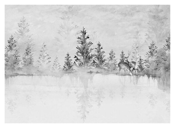 Obraz - Jeleń nad jeziorem (70x50 cm)