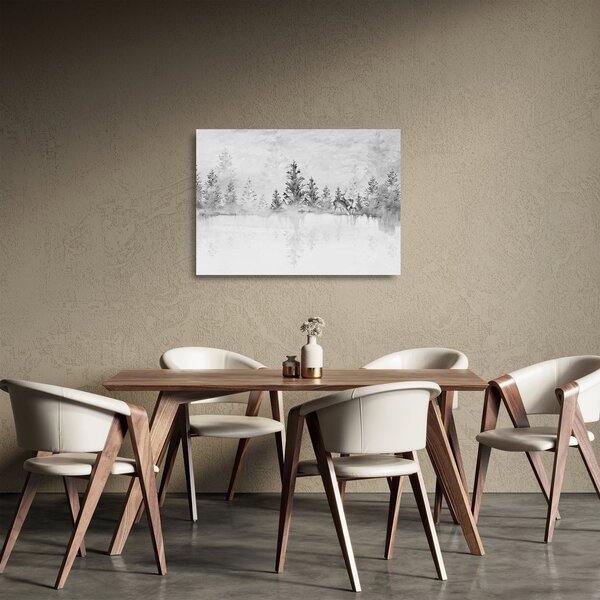 Obraz na szkle - Jeleń nad jeziorem (70x50 cm)
