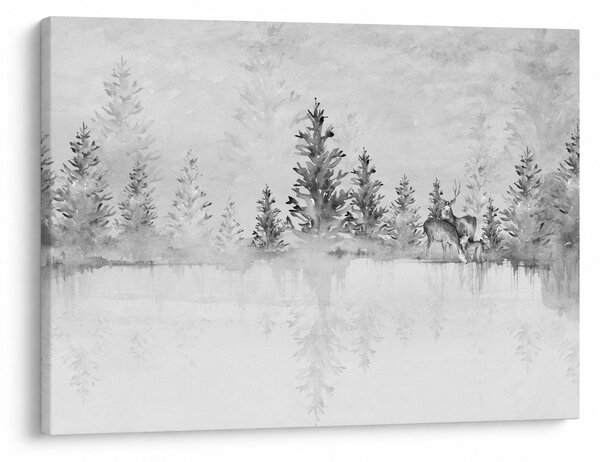 Obraz - Jeleń nad jeziorem (70x50 cm)