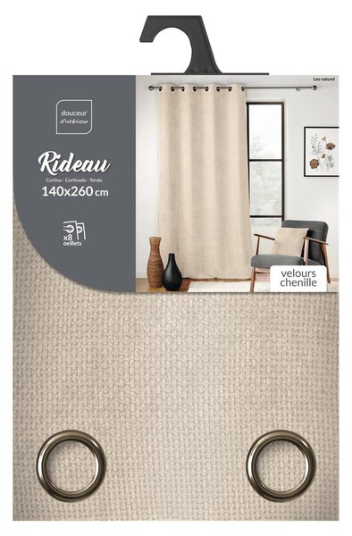 Beżowa zasłona z szenilu 140x260 cm Leo – douceur d'intérieur