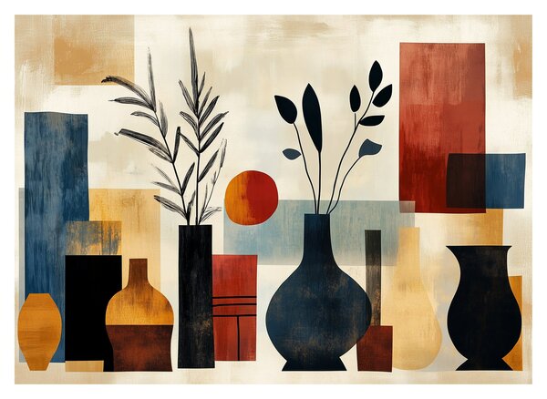 Obraz na szkle - Kubistyczne wazony (70x50 cm)