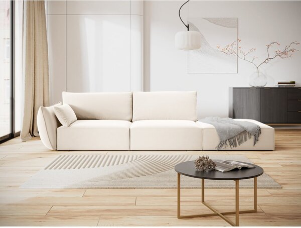 Beżowa aksamitna sofa lewostronna 264 cm Vanda – Mazzini Sofas