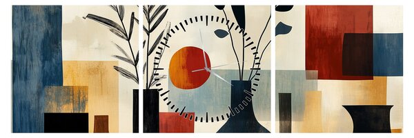 Obraz - Kubistyczne wazony (z zegarem) (90x30 cm)