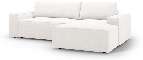 Biały rozkładany narożnik z materiału bouclé (prawostronny) Jodie – Micadoni Home