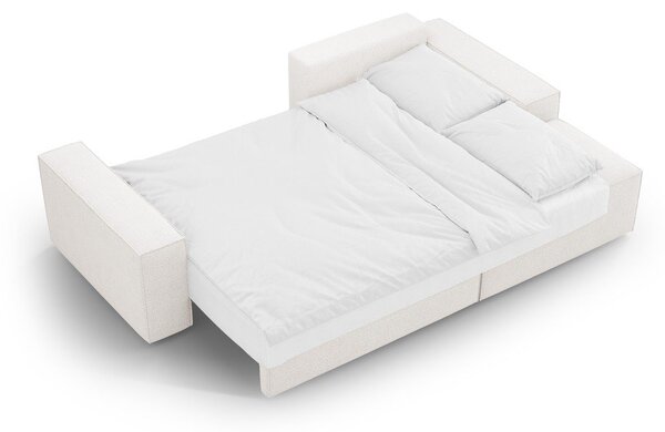 Biały rozkładany narożnik z materiału bouclé (prawostronny) Jodie – Micadoni Home