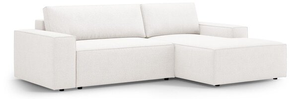 Biały rozkładany narożnik z materiału bouclé (prawostronny) Jodie – Micadoni Home