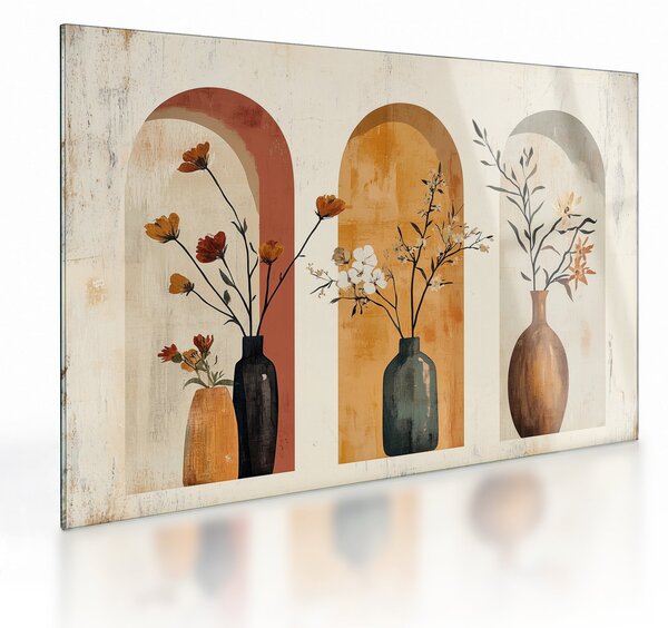Obraz na szkle - Wazony w łukach (70x50 cm)