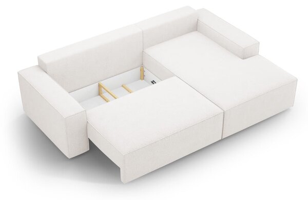 Biały rozkładany narożnik z materiału bouclé (prawostronny) Jodie – Micadoni Home