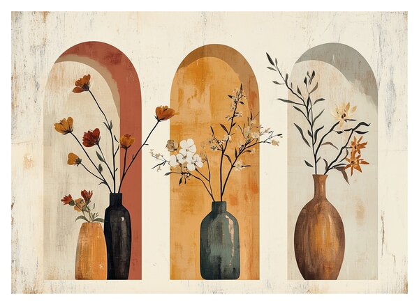 Obraz na szkle - Wazony w łukach (70x50 cm)