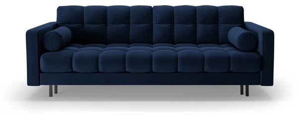 Ciemnoniebieska aksamitna rozkładana sofa ze schowkiem 222 cm Bali – Cosmopolitan Design