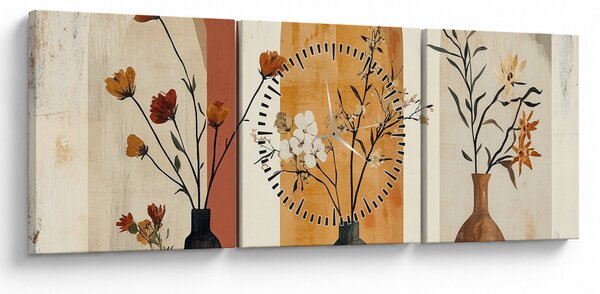 Obraz - Wazony w łukach (z zegarem) (90x30 cm)