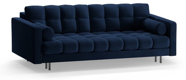 Ciemnoniebieska aksamitna rozkładana sofa ze schowkiem 222 cm Bali – Cosmopolitan Design