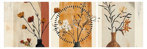 Obraz - Wazony w łukach (z zegarem) (90x30 cm)
