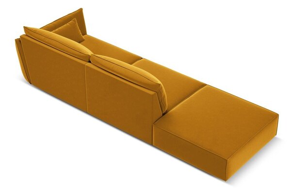 Musztardowa aksamitna sofa prawostronna 264 cm Vanda – Mazzini Sofas