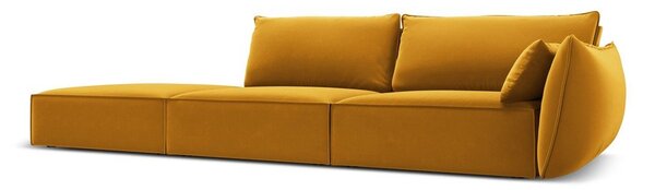 Musztardowa aksamitna sofa prawostronna 264 cm Vanda – Mazzini Sofas