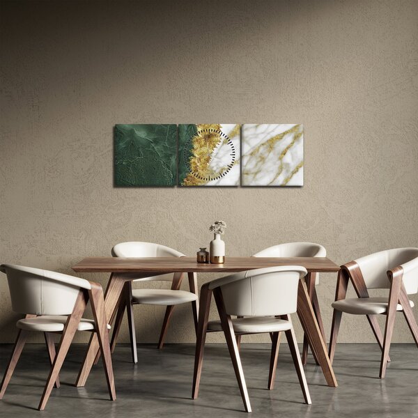 Obraz - Zielony marmur N⁰1 (z zegarem) (90x30 cm)