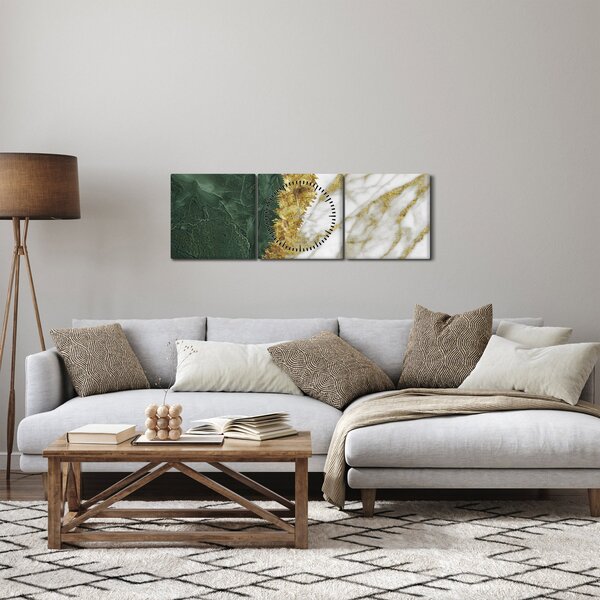 Obraz - Zielony marmur N⁰1 (z zegarem) (90x30 cm)