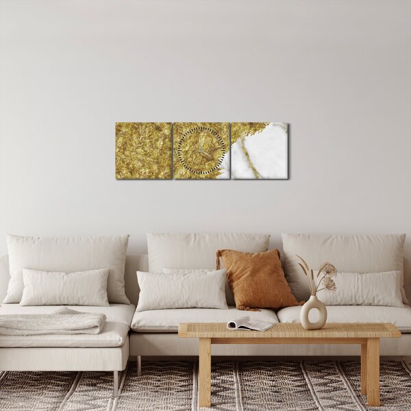Obraz - Zielony marmur N⁰2 (z zegarem) (90x30 cm)