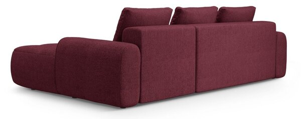 Bordowy rozkładany/ze schowkiem narożnik (prawostronny/z szezlongiem) Linz – Cosmopolitan Design