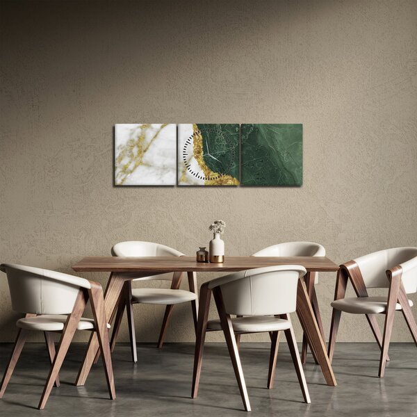 Obraz - Zielony marmur N⁰3 (z zegarem) (90x30 cm)