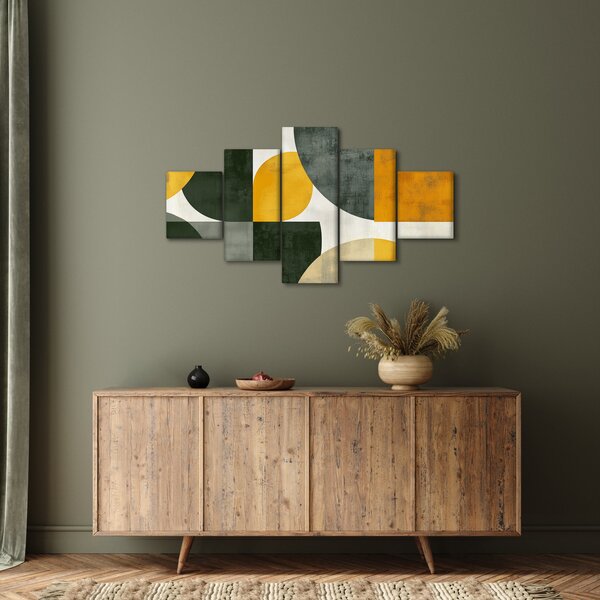 Obraz - Abstrakcja w oliwkowym kolorze (125x70 cm)