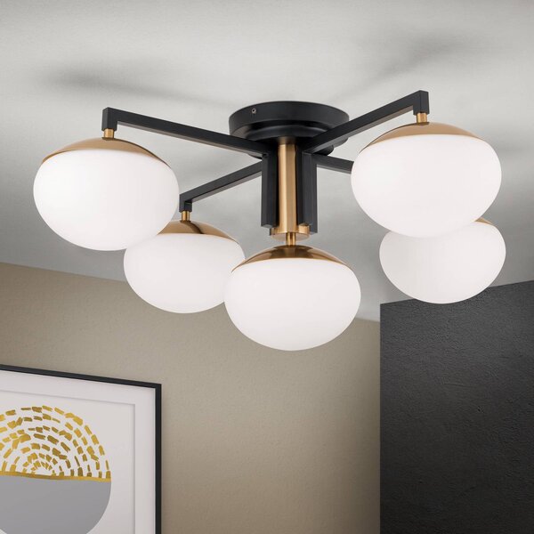 ORION Lampa sufitowa Josephine, możliwość ściemniania, czarny, salon / jadalnia, metal