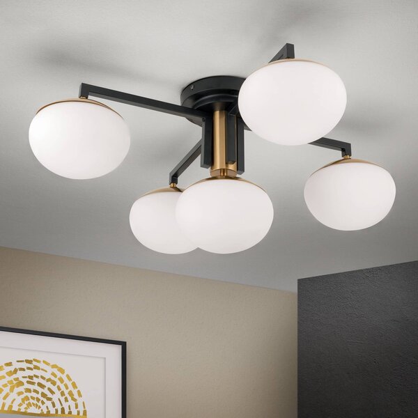 ORION Lampa sufitowa Josephine, możliwość ściemniania, czarny, salon / jadalnia, metal