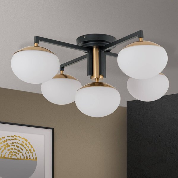 ORION Lampa sufitowa Josephine, możliwość ściemniania, czarny, salon / jadalnia, metal