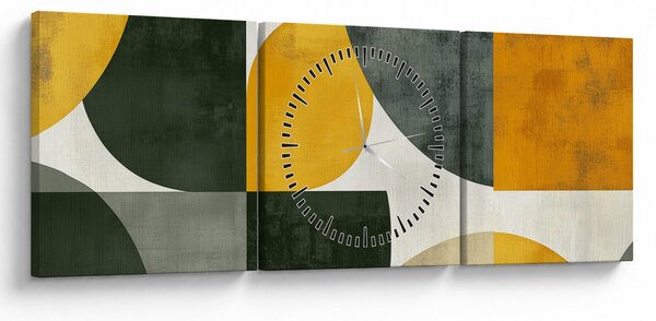 Obraz - Abstrakcja w oliwkowym kolorze (z zegarem) (90x30 cm)