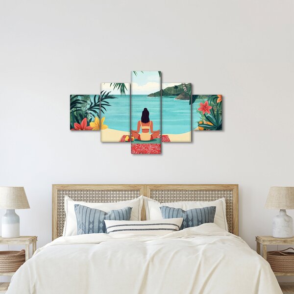 Obraz - Joginka na plaży (125x70 cm)