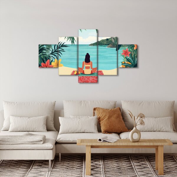 Obraz - Joginka na plaży (125x70 cm)
