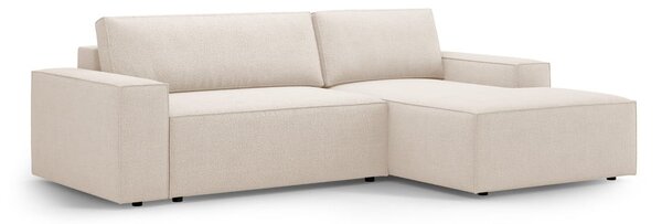 Beżowy rozkładany narożnik z materiału bouclé (prawostronny) Jodie – Micadoni Home