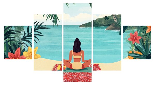 Obraz - Joginka na plaży (125x70 cm)
