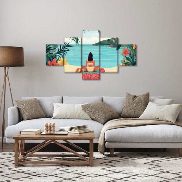 Obraz - Joginka na plaży (125x70 cm)