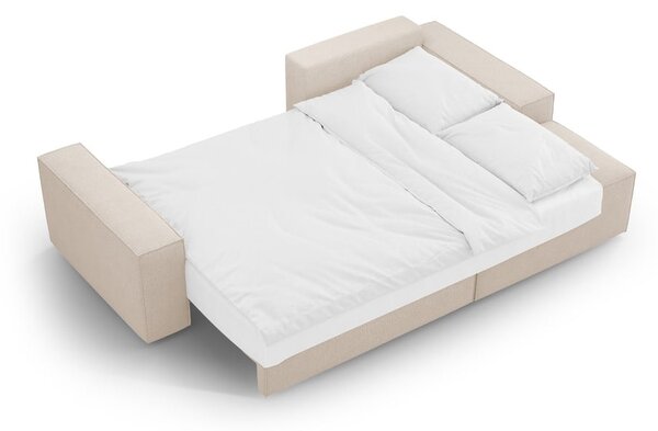 Beżowy rozkładany narożnik z materiału bouclé (prawostronny) Jodie – Micadoni Home
