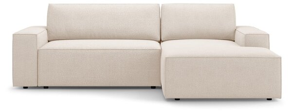 Beżowy rozkładany narożnik z materiału bouclé (prawostronny) Jodie – Micadoni Home