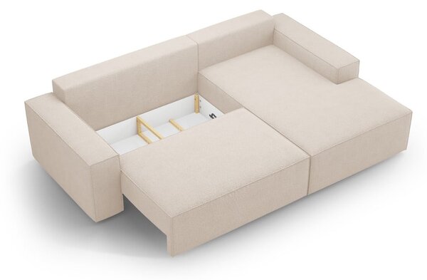 Beżowy rozkładany narożnik z materiału bouclé (prawostronny) Jodie – Micadoni Home
