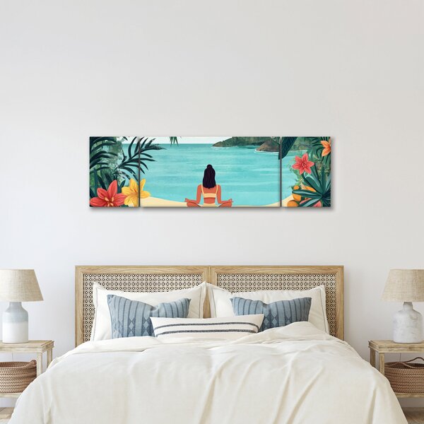 Obraz - Joginka na plaży (170x50 cm)