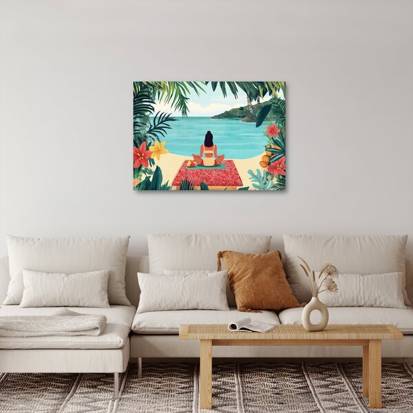 Obraz - Joginka na plaży (70x50 cm)