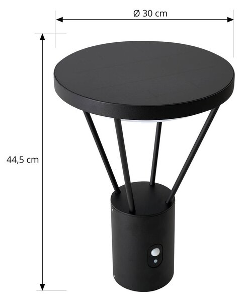 Lucande lampa cokołowa LED Elario, 44 cm, czarna, czujnik Elario, czarny, aluminium, nowoczesny
