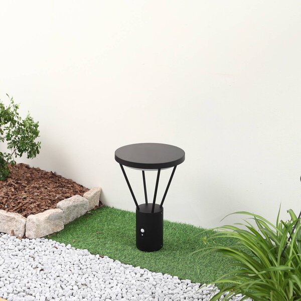 Lucande lampa cokołowa LED Elario, 44 cm, czarna, czujnik Elario, czarny, aluminium, nowoczesny
