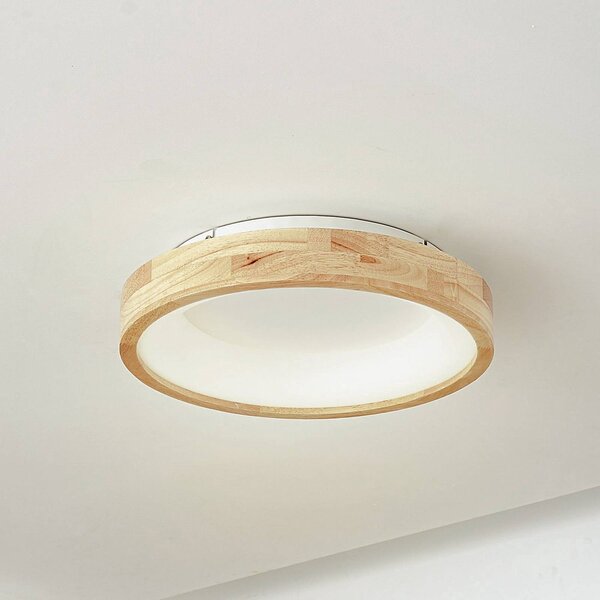 Lampa sufitowa LED Samvel Lucande, jasne drewno, salon / jadalnia, drewno, nowoczesny