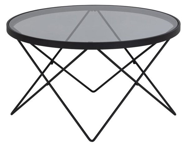 Czarny stolik ze szklanym blatem ø 80 cm Cuxton – Actona