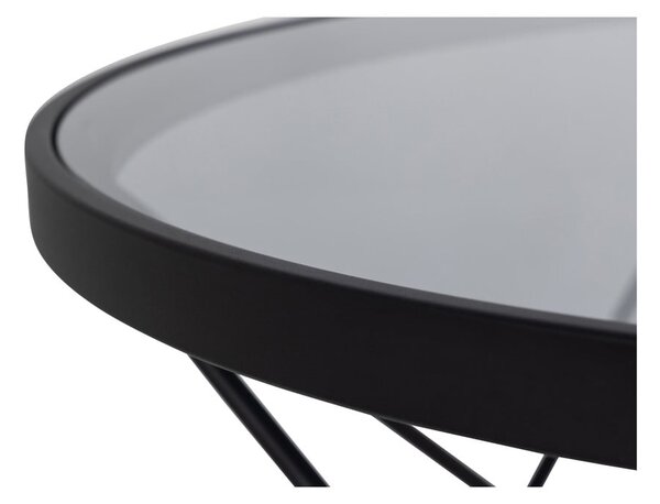 Czarny stolik ze szklanym blatem ø 80 cm Cuxton – Actona
