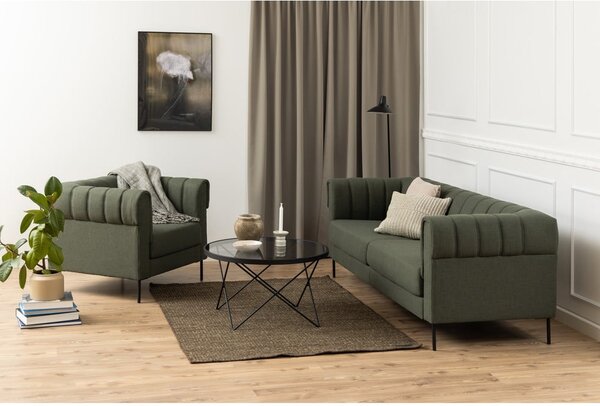Czarny stolik ze szklanym blatem ø 80 cm Cuxton – Actona