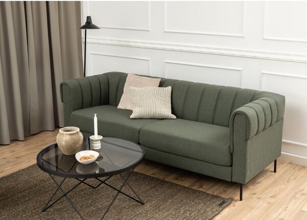 Czarny stolik ze szklanym blatem ø 80 cm Cuxton – Actona