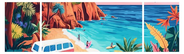 Obraz - Karawan nad oceanem (170x50 cm)