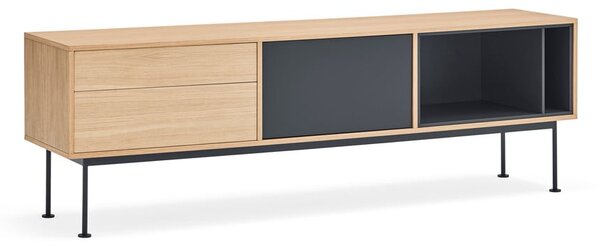 Grafitowa komoda pod TV w dekorze drewna dębowego Teulat Yoko