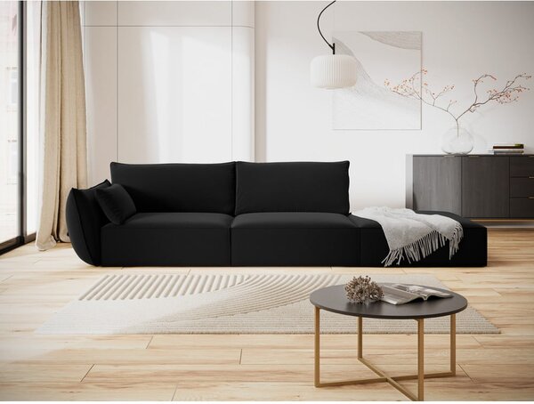 Czarna aksamitna sofa lewostronna 264 cm Vanda – Mazzini Sofas