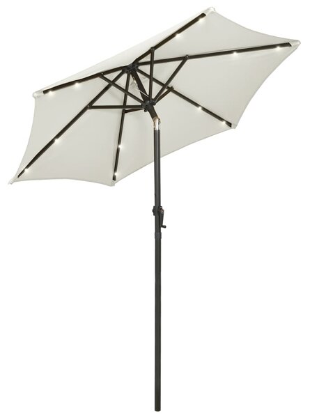 Parasol ogrodowy z LED, piaskowy, 200x211 cm, aluminium